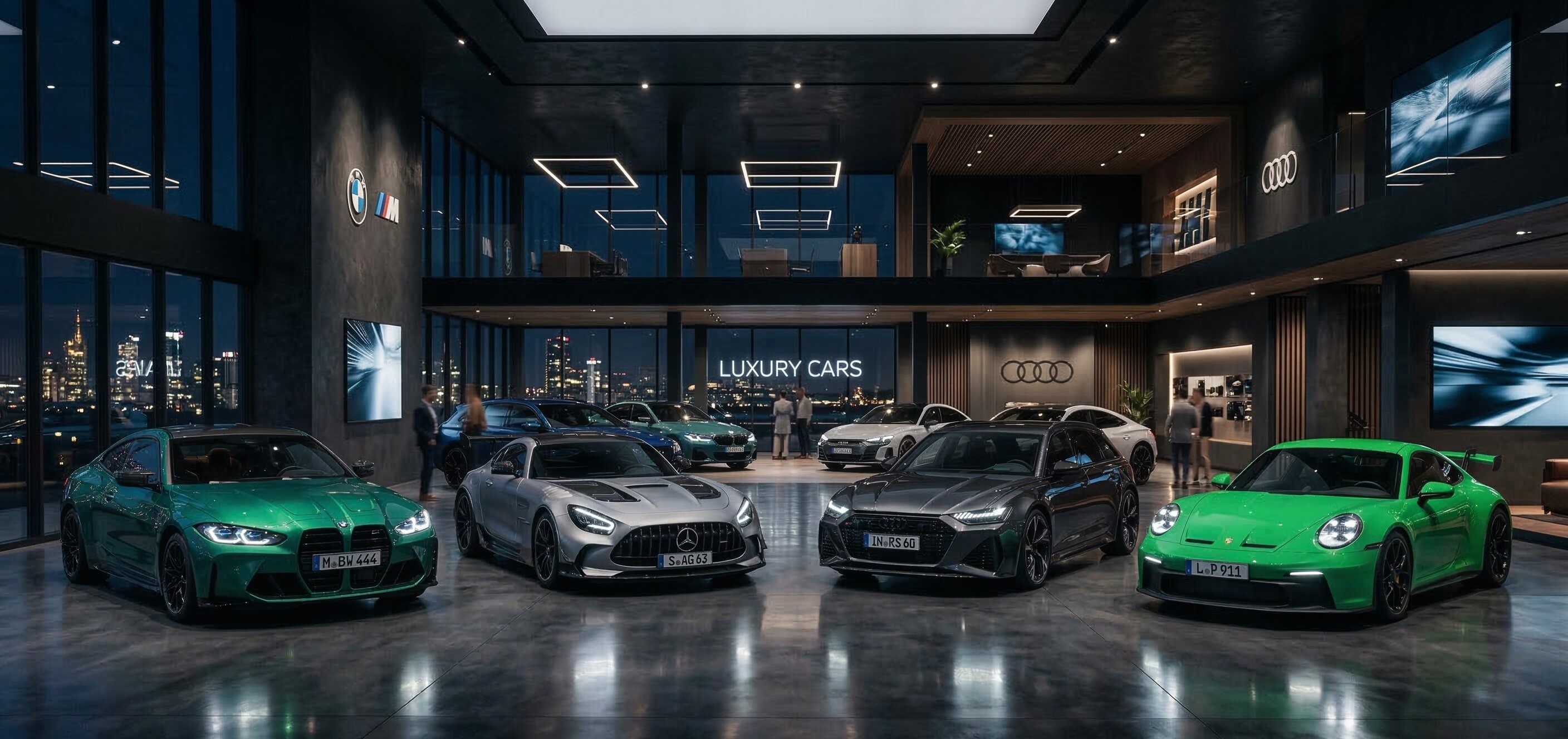 Hochwertige Fahrzeuge im Showroom